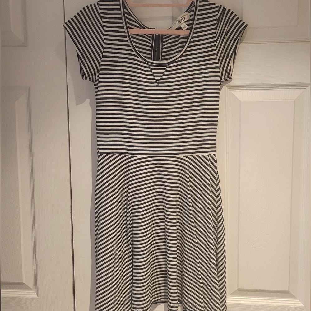 Classic Black and White Striped Mini Dress